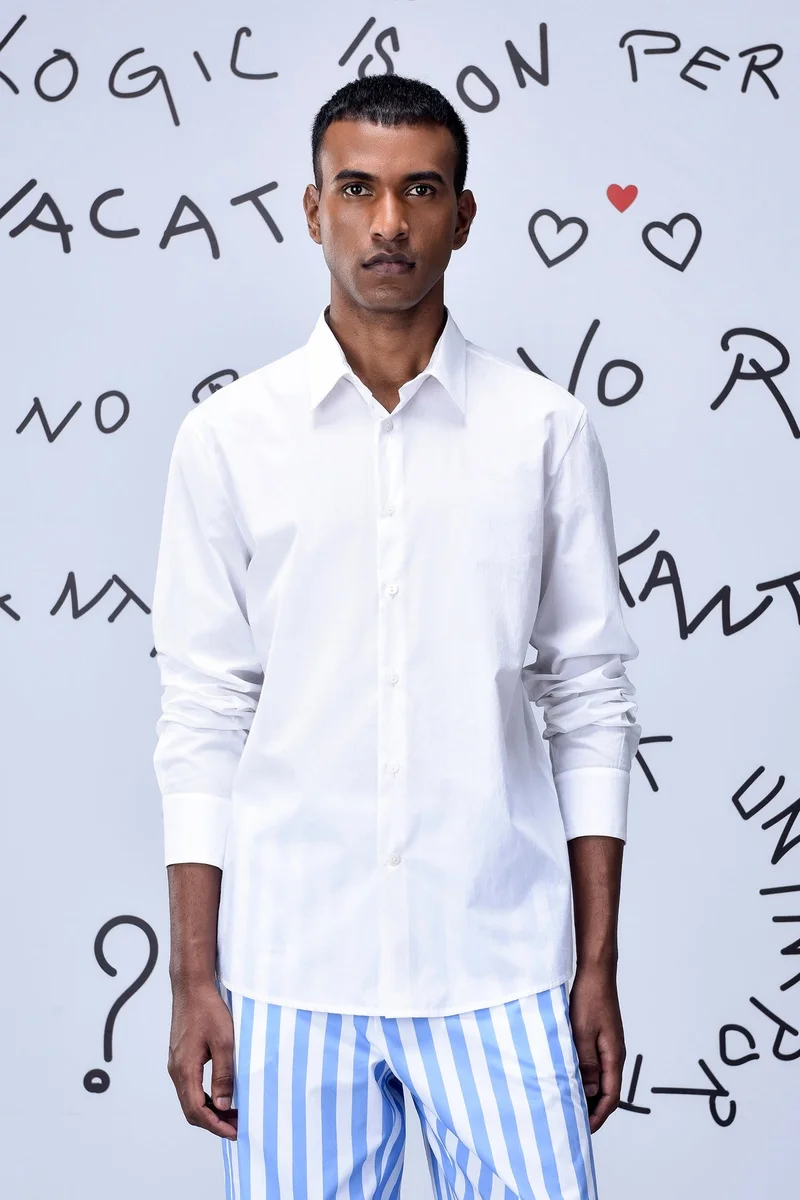 جينات ليكوانت هيمانت قميص رسمي مالمال بقصة عادية - أبيض